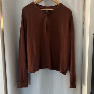 Aerie Chocolate Henley Top